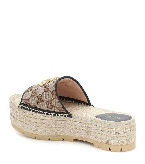 gucci beige canvas gg espadrille slides|Gucci Espadrilles Shoes For Women .